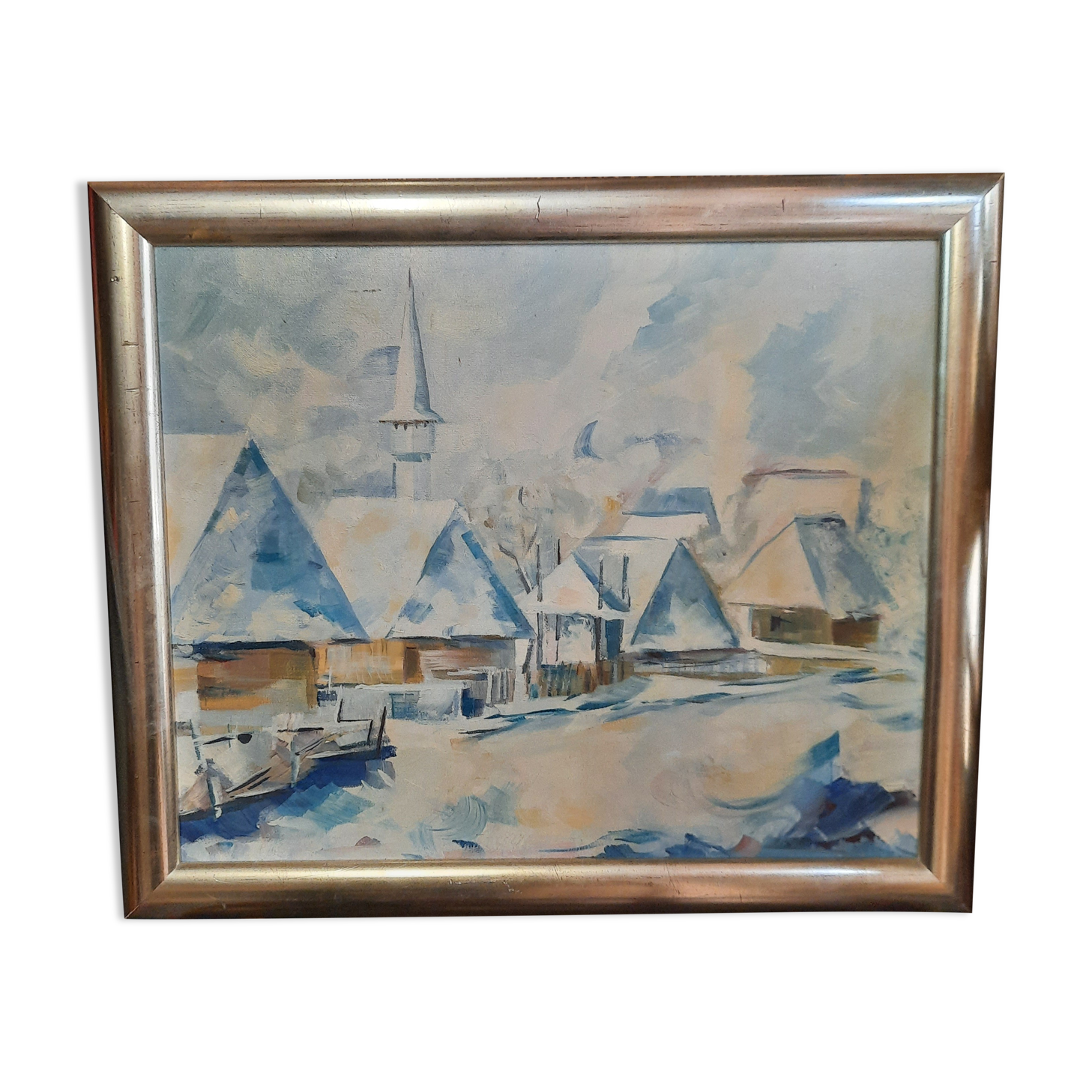 Village painting in winter