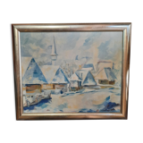 Tableau village en hiver