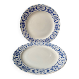 Set of two low vintage Sarreguemines earthenware compote bowls