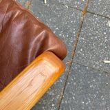 HS Denmark sofa in leather and teak from the 60s