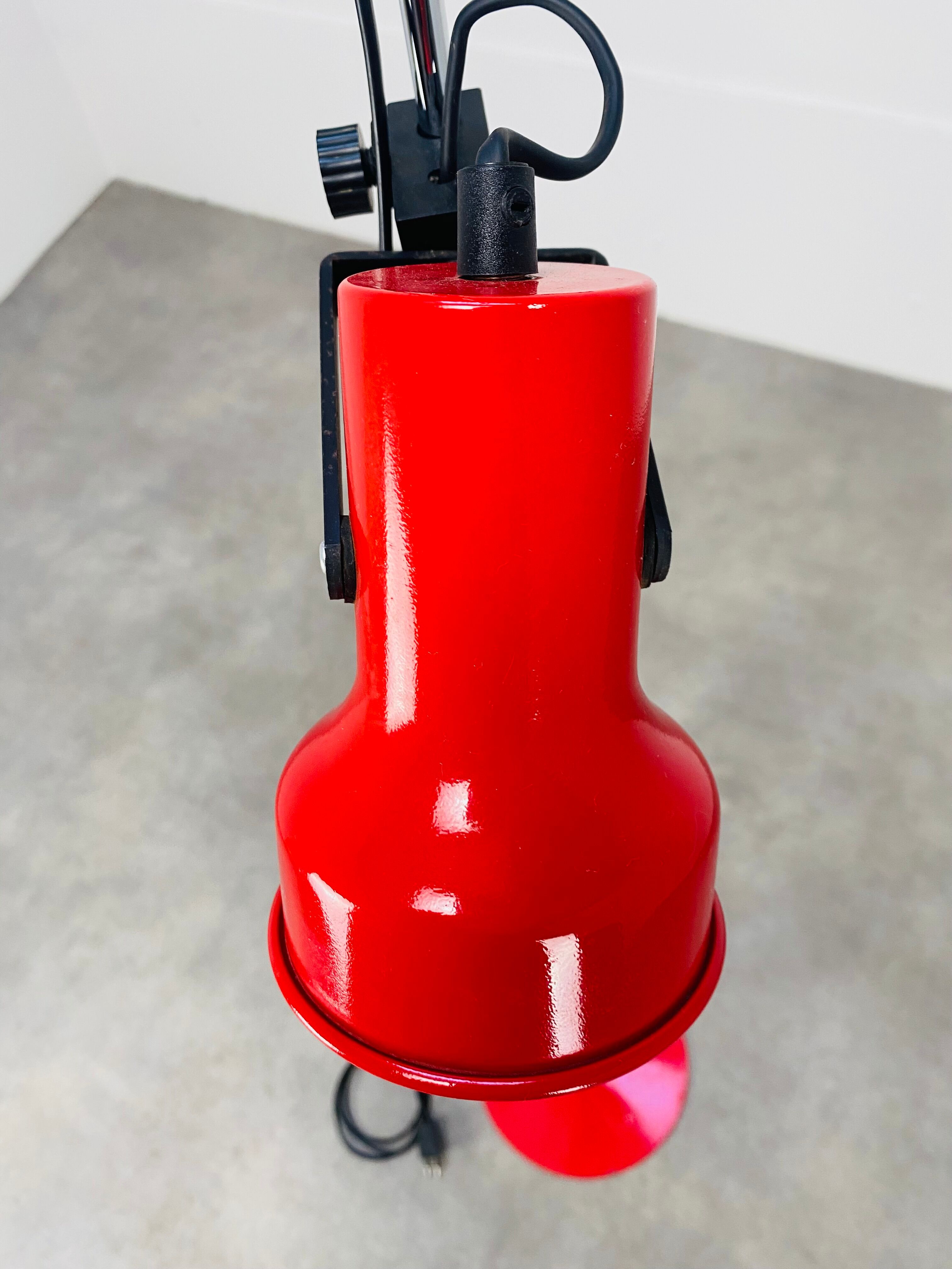 Floor lamp 2 spots red chrome stem SCE 1970