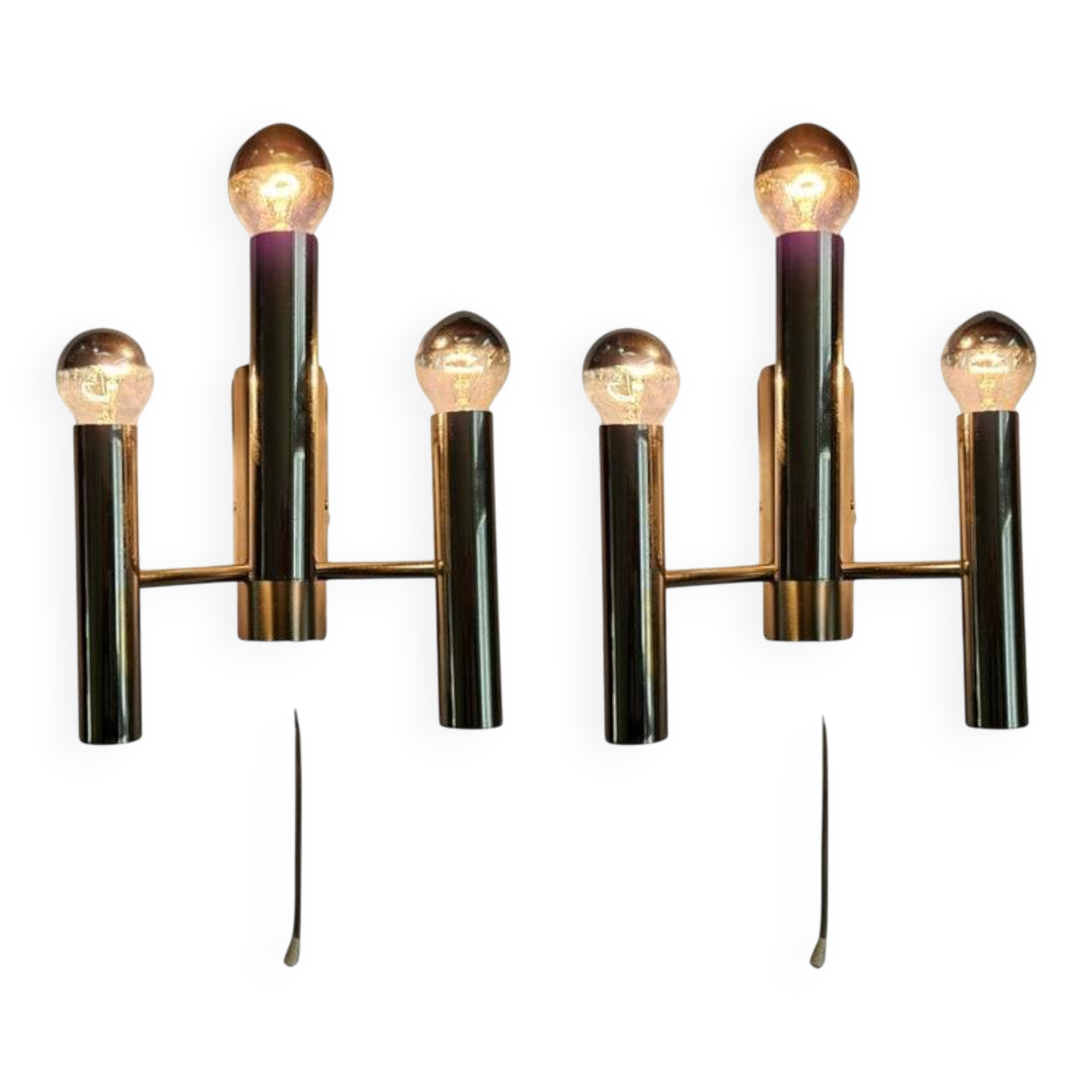 Set of Two Rare Midcentury Wall Lamp, Gaetano Sciolari, Italy, 1970s