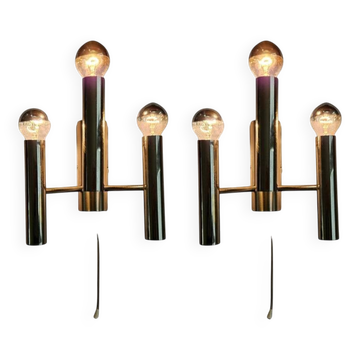 Set of Two Rare Midcentury Wall Lamp, Gaetano Sciolari, Italy, 1970s