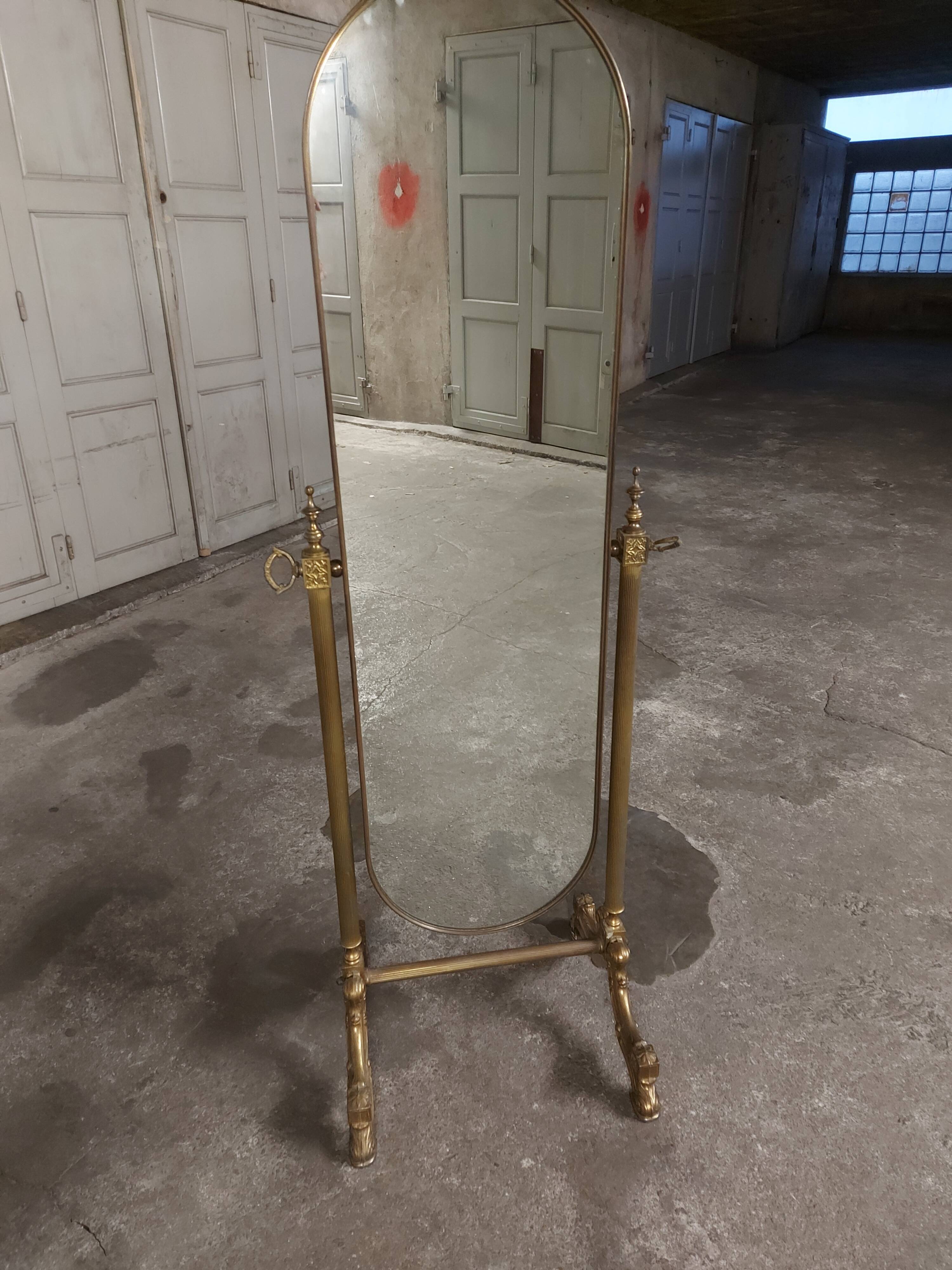 Psyche mirror in vintage gilded bronze