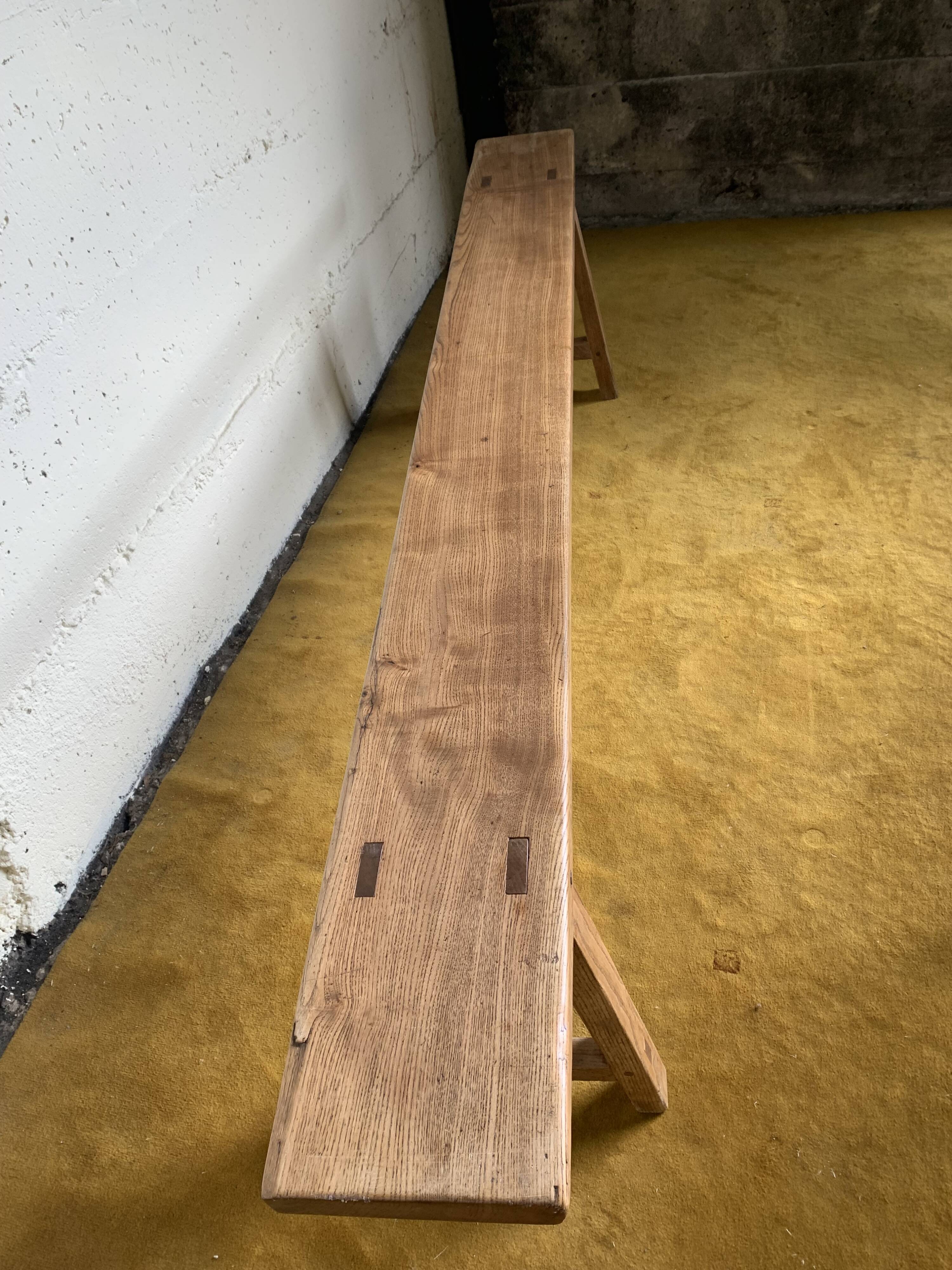 Duo of oak farm benches