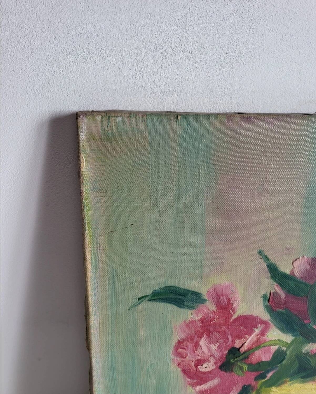 Tableau huile sur toile bouquet de fleurs, XXème