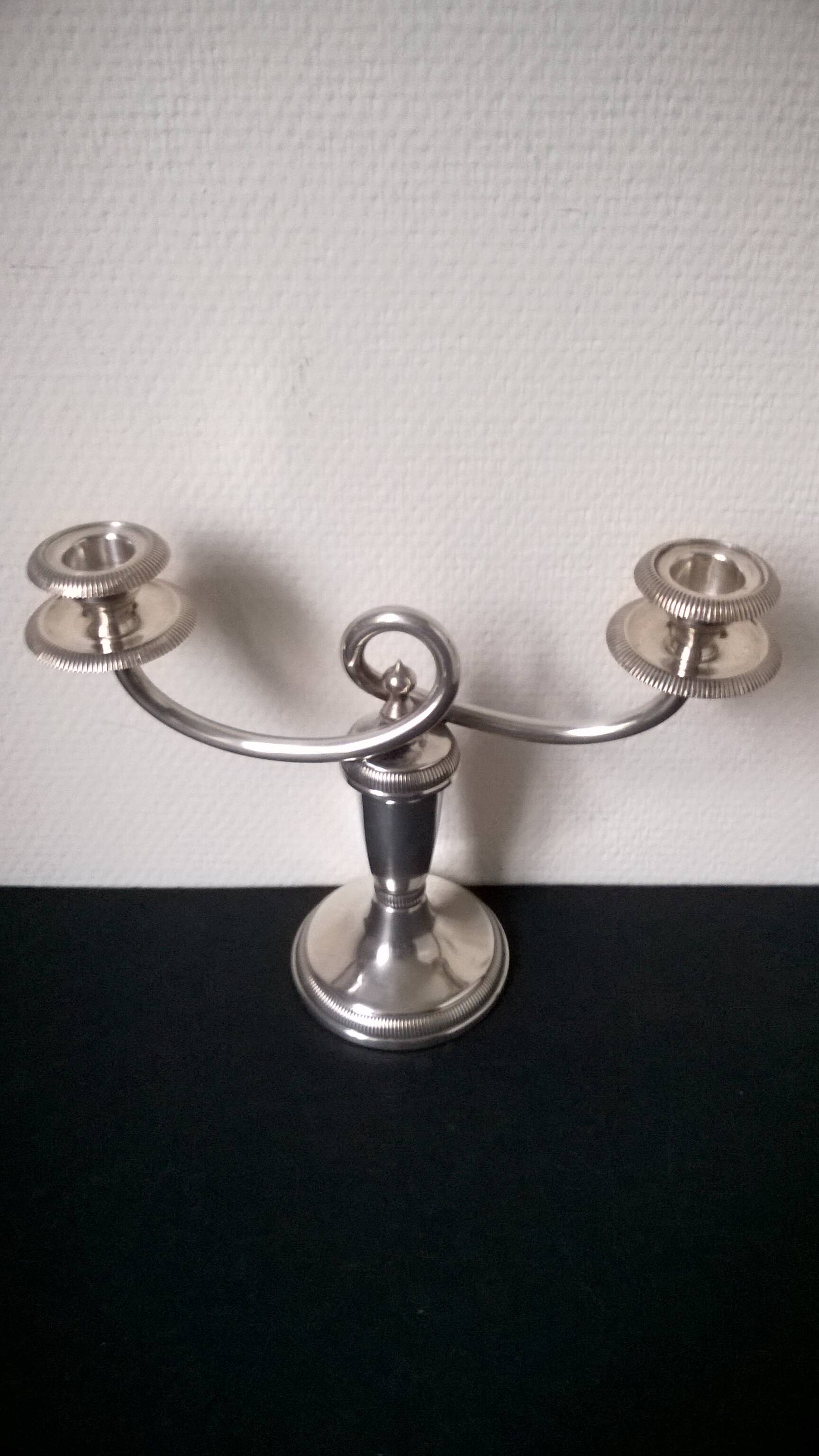 Candle holder - Gallia candlestick - Christofle Royaumont model in silver-plated metal