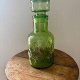 Vintage beautiful green thick honeycomb glass carafe bottle