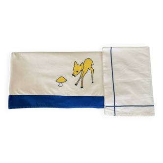 Vintage children's embroidered sheet set