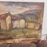 Roberto Pucci oil painting 50s painting on 2 sides landscape still life