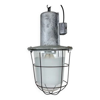 Large Industrial Cast Aluminium Cage Pendant Light , 1960s