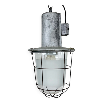 Large Industrial Cast Aluminium Cage Pendant Light , 1960s