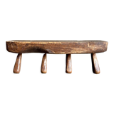 Brutalist wall coat rack 4 dark wood hooks