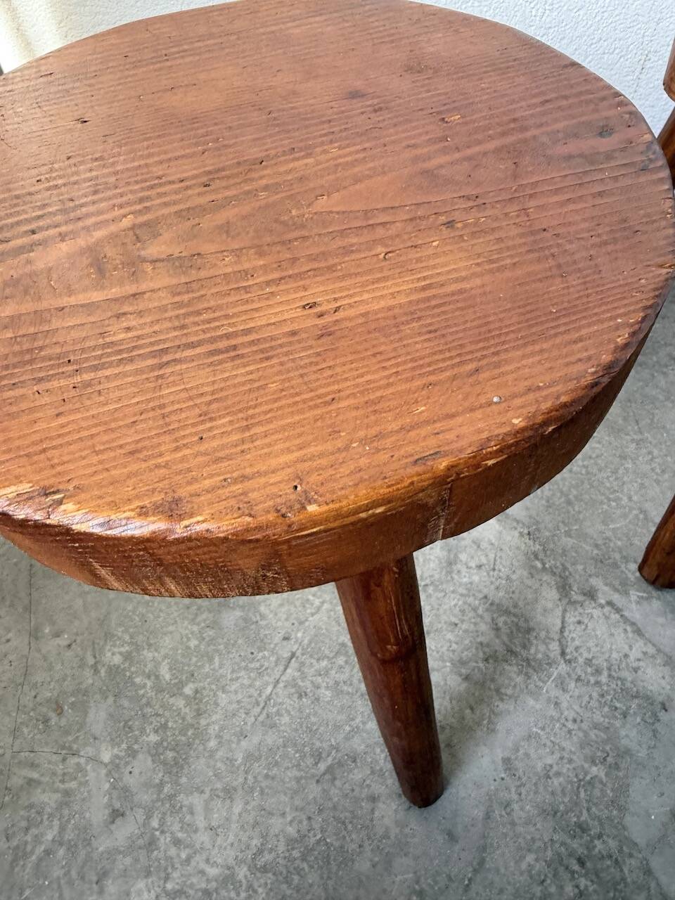 3 free-form oak tripod stools