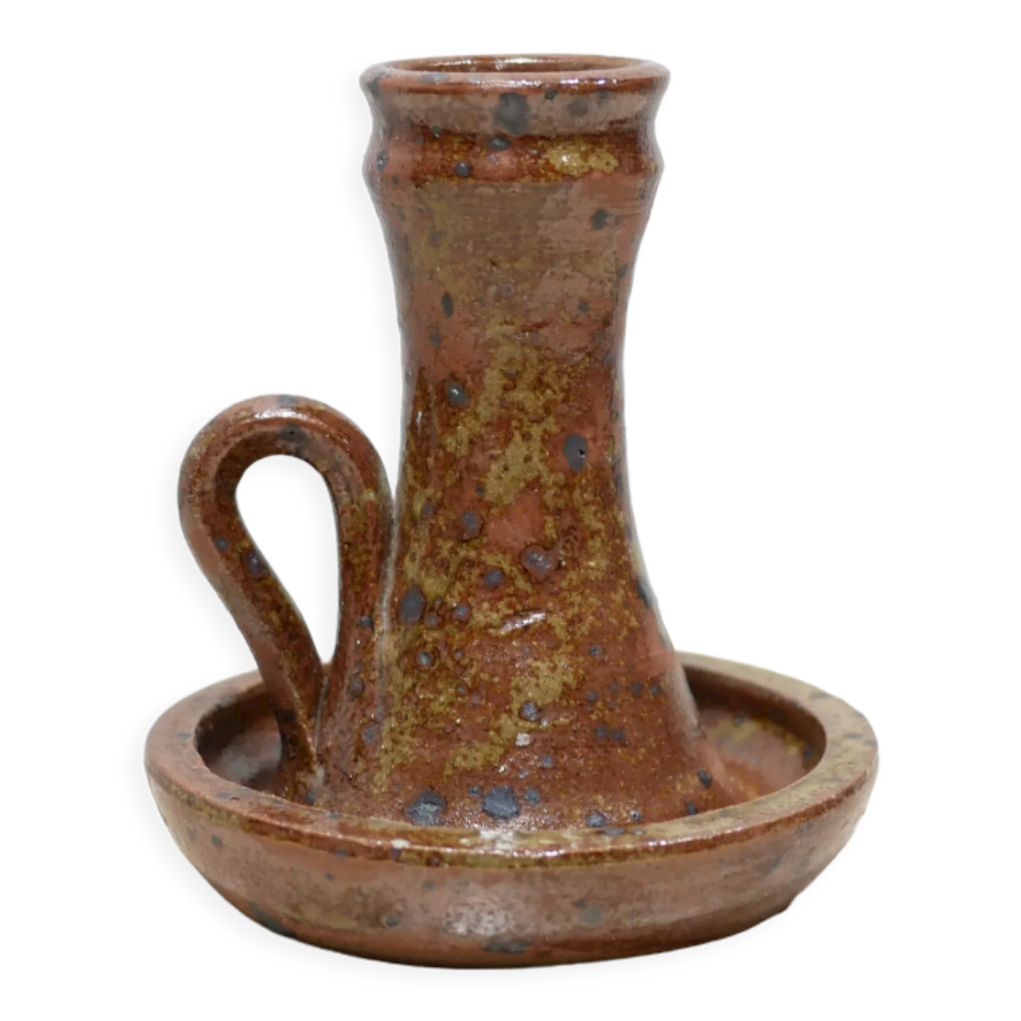 Vintage candle holder in pyrite stoneware