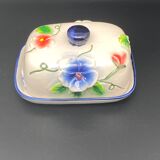 Ceramic butter dish with colored flowers