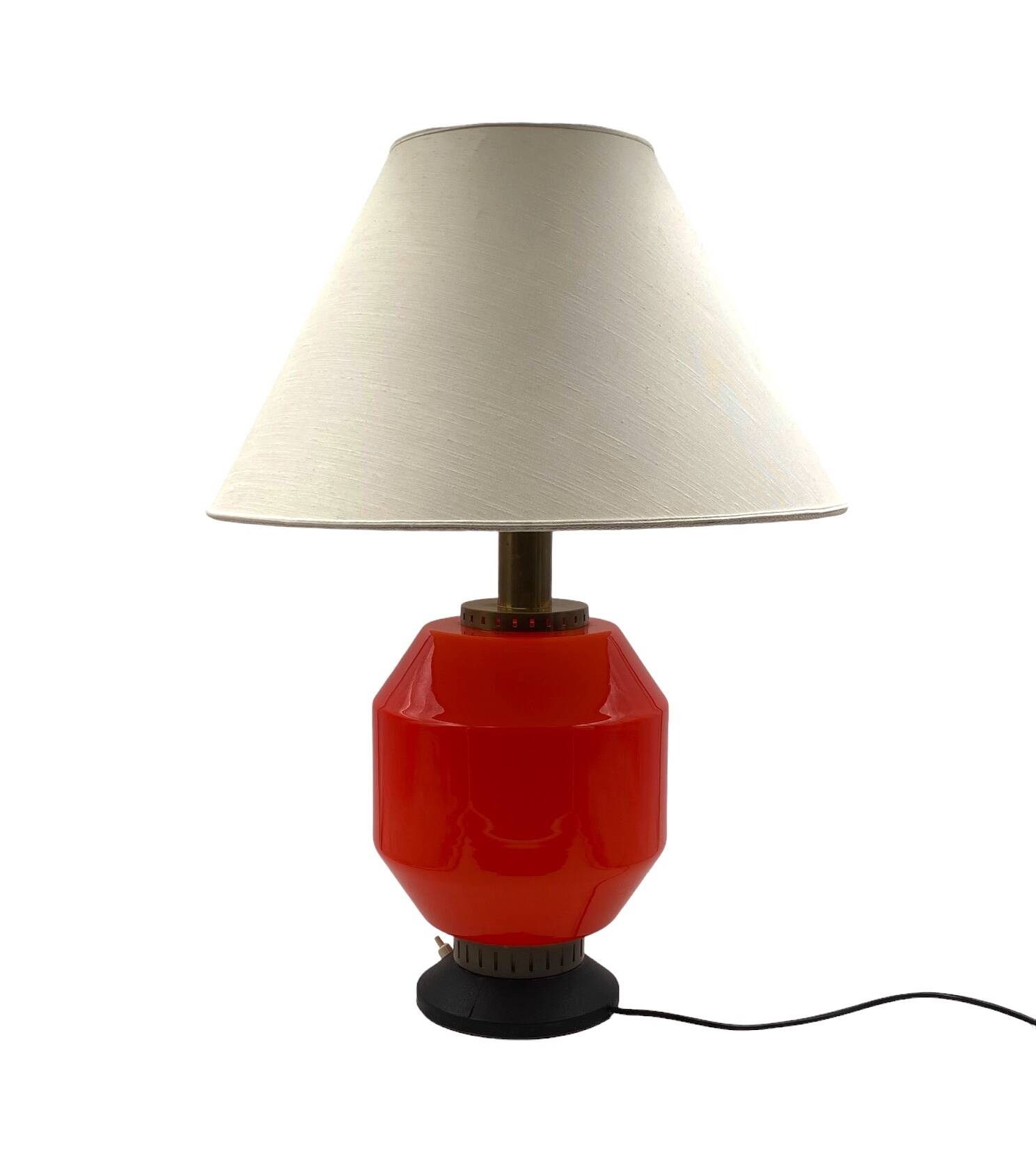 Space Age orange glass table lamp base, Italy 1960s
