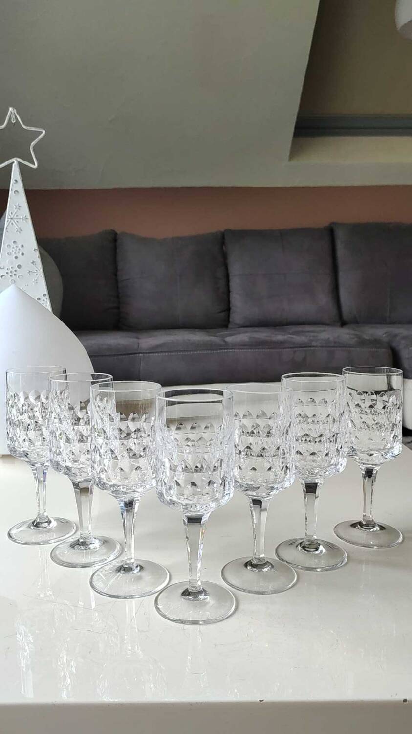 Lot 7 x Verres à vin. Peill & Putzler. Modèle Granada. En cristal.