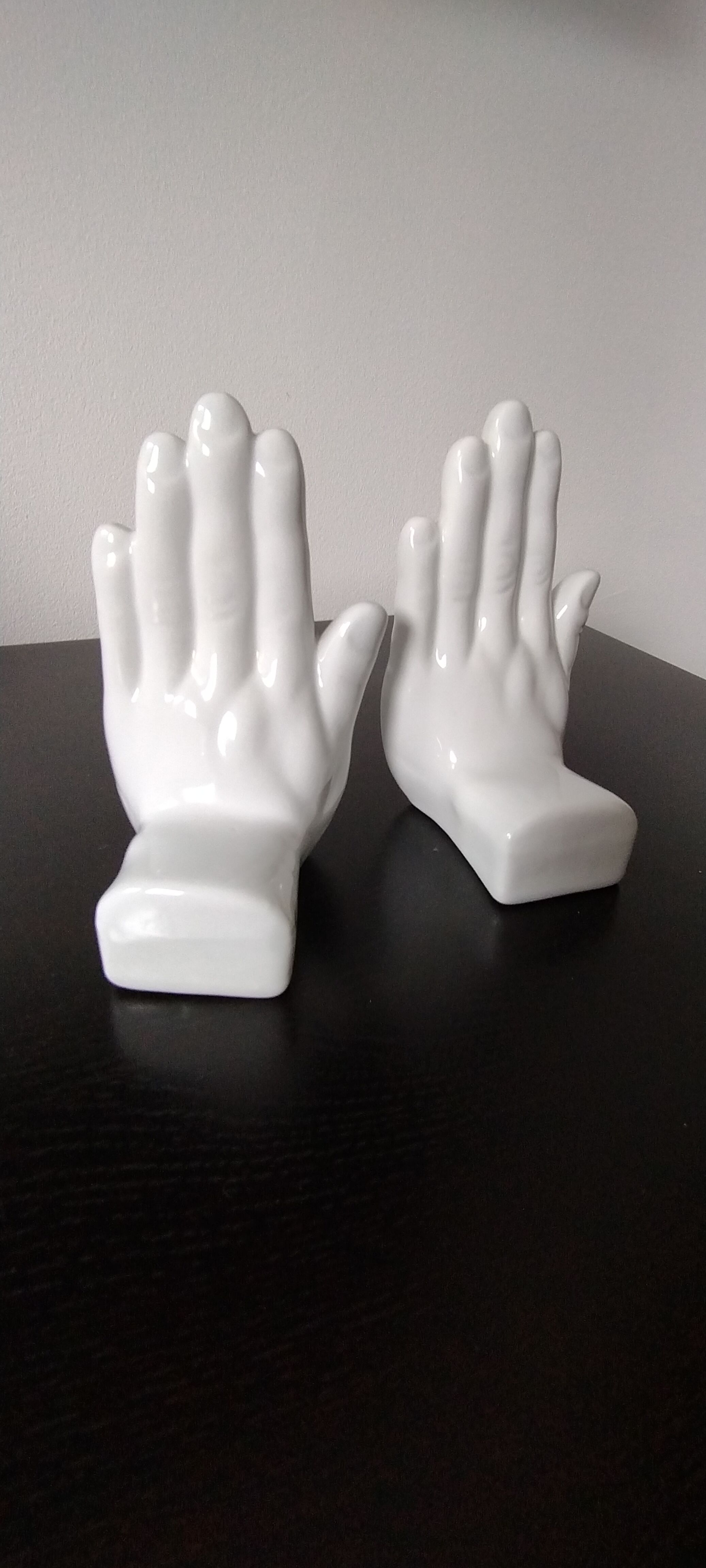 Pair of bookends vintage ceramic hands
