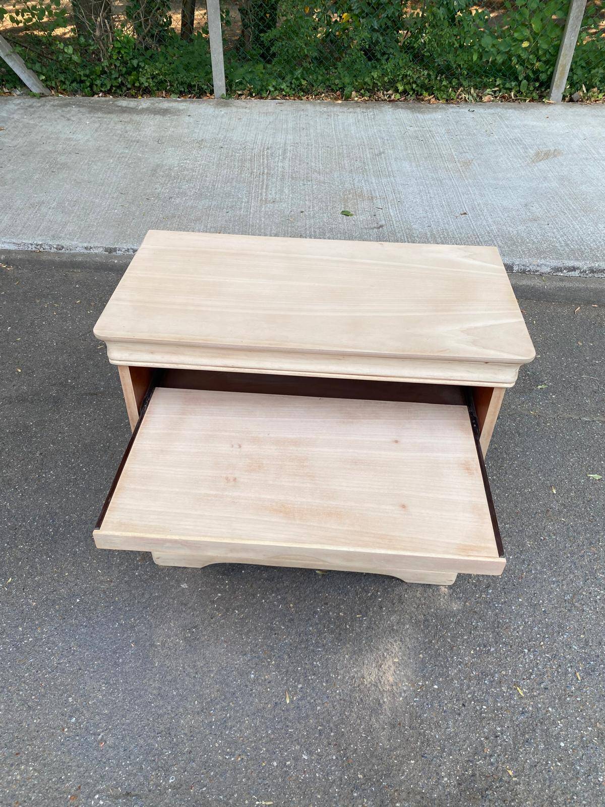 Louis Philippe buffet with 2 doors, stripped raw wood TV unit.