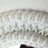 Large framed white wicker mirror 1970s  57x72cm