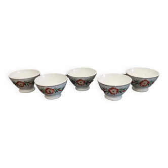 Series of 5 small boletes hand painted red flowers Saint amand