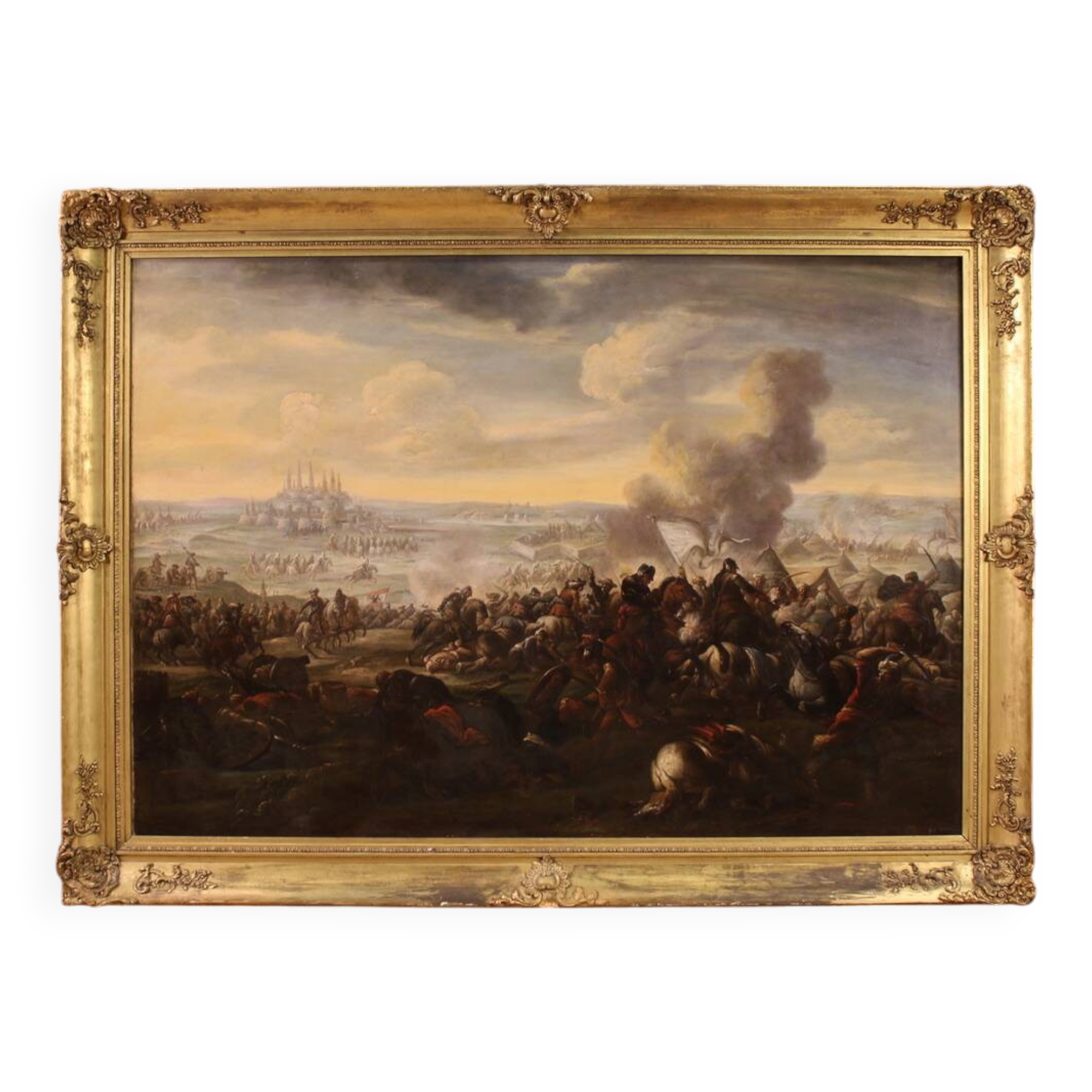 Great 18th-century Italian painting, battle between Christians and Ottomans