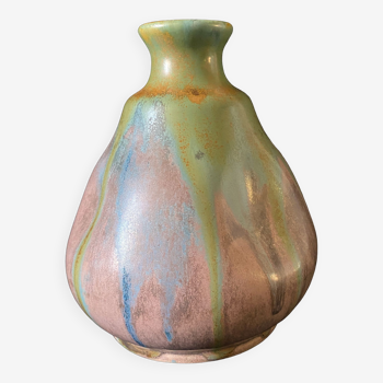Vase en grès flammé piriforme signé Alfred Lebret (1871-1955) cf. Aure