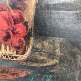 Oil on panel by sens-olive "the cherries ", 20th