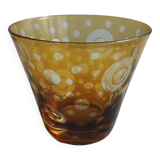Cut crystal glass lined with amber color