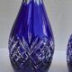 Pair of cobalt blue crystal carafes