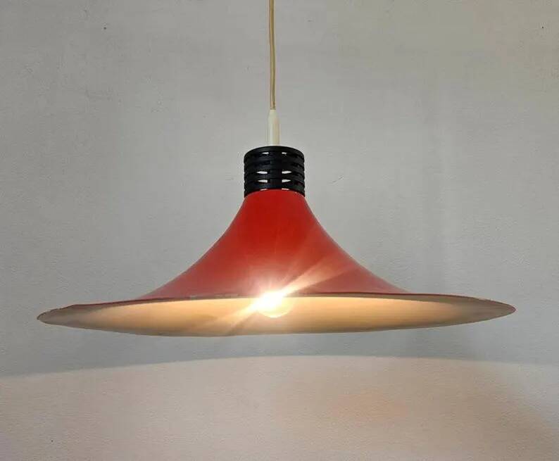 Rare Midcentury Red Pendant, Space Age, Italy, 1970s