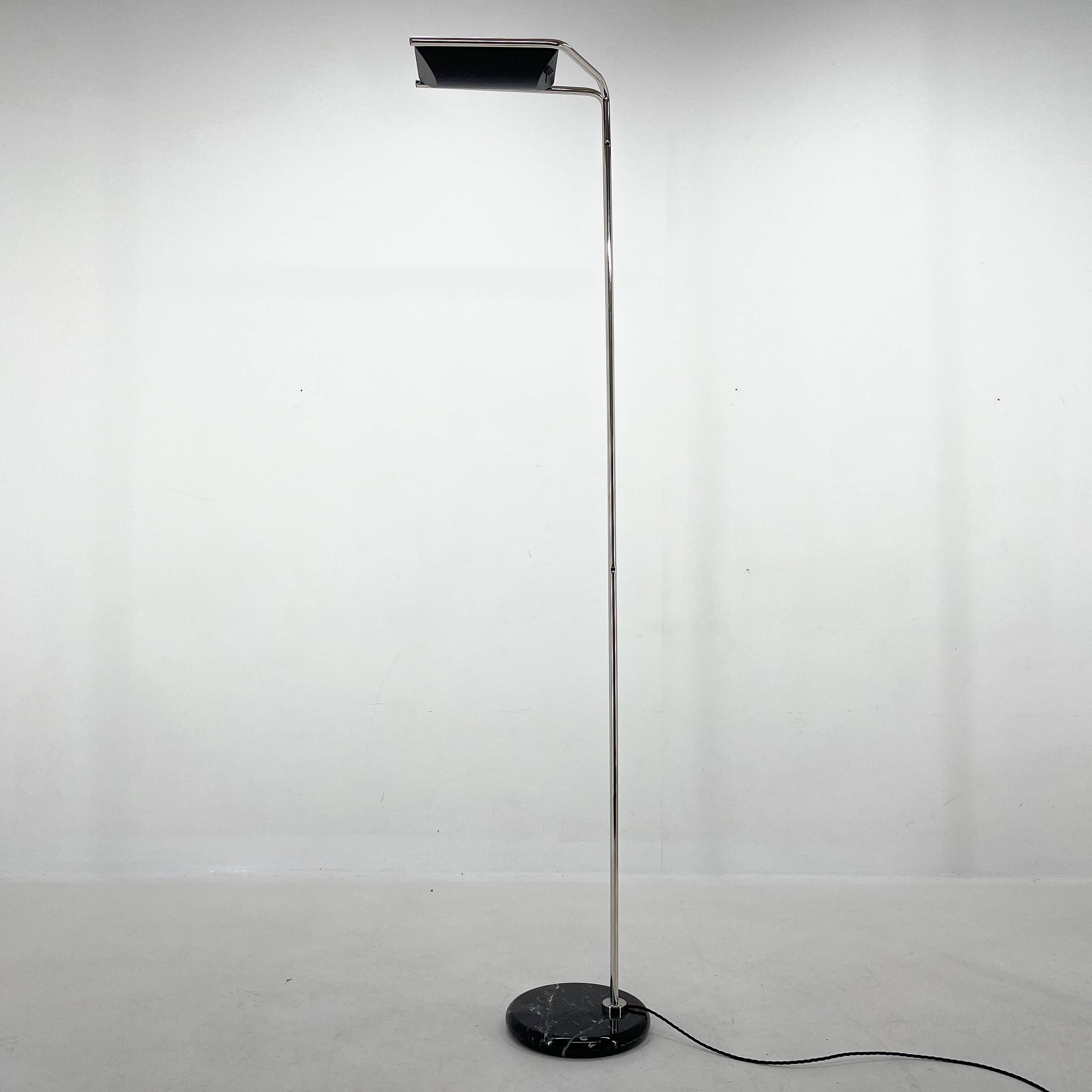 1970's Chrome & Marble Floor Lamp by Bruno Gecchelin for Guzzini, Italy