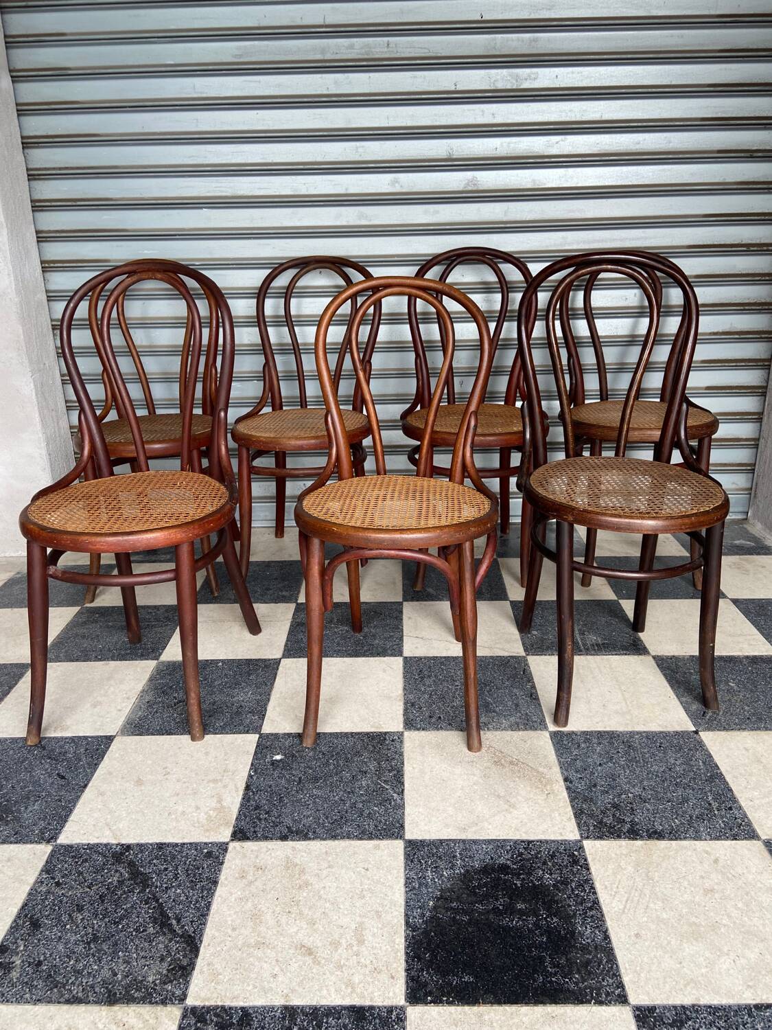 Set of 7 Thonet bistro chairs