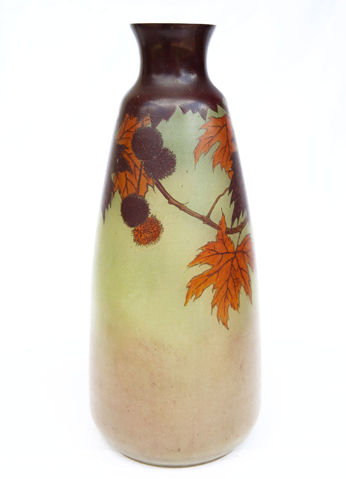 Art Nouveau vase with autumn decoration signed by Jem