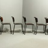Model 106 Chairs by W. H. Gispen for Delft, 1950s, Set of 6