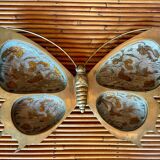 XL butterfly-shaped brass cloisonné trinket tray