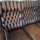 Chesterfield 3-seater chestnut coloured leather sofa
