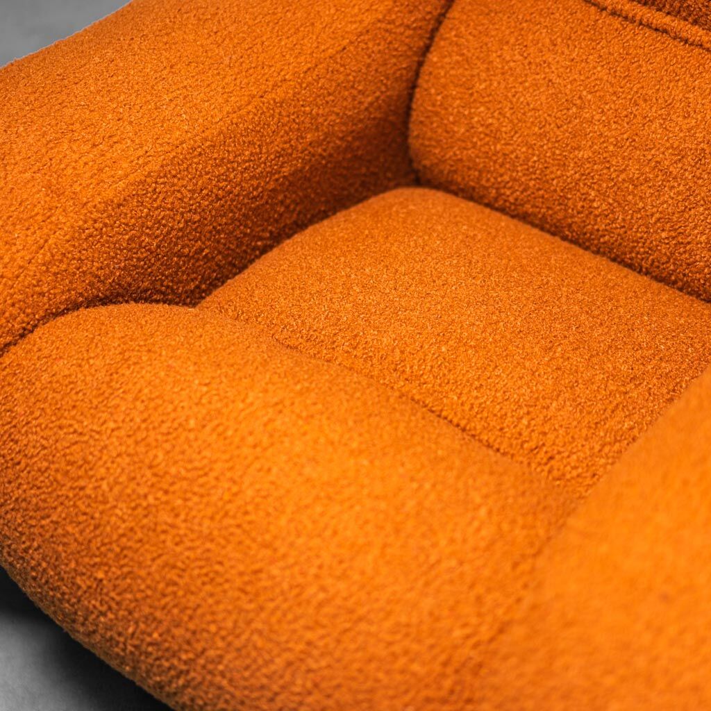 Armchair bouclé tobacco metal 70s Vintage Modern