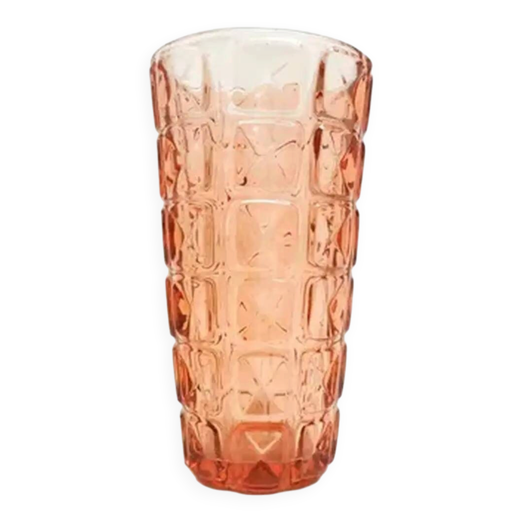 Envelope vase, modernism, pink glass, Ząbkowice, Poland, 1970s
