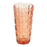 Envelope vase, modernism, pink glass, Ząbkowice, Poland, 1970s