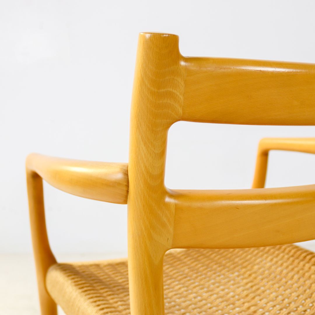 Oak Niels Møller model 67 papercord dining chair