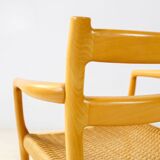 Oak Niels Møller model 67 papercord dining chair