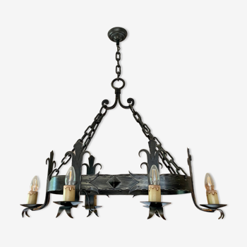 Lustre rustique en fer forgé