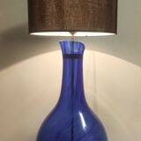 Blue Murano Glass Table Lamp with or without Fabric Lampshade, Italy