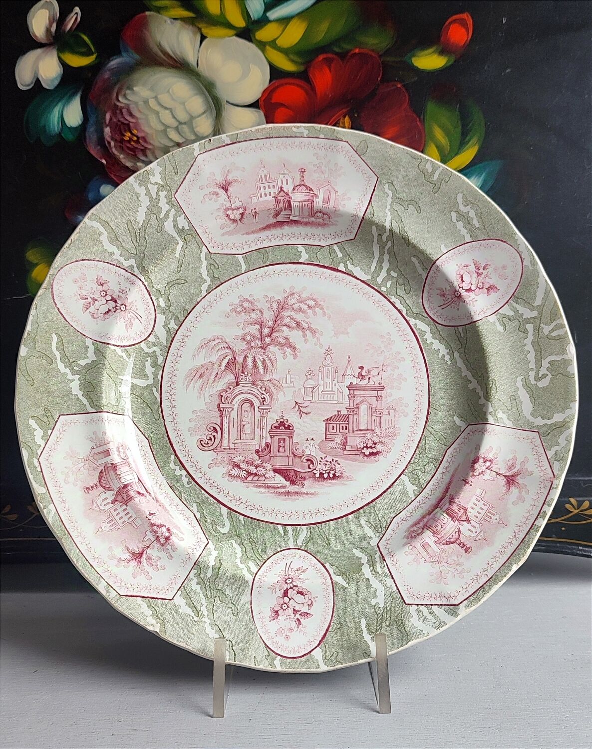 Set of 4 antique plates - Creil & Montereau - Opaque porcelain -