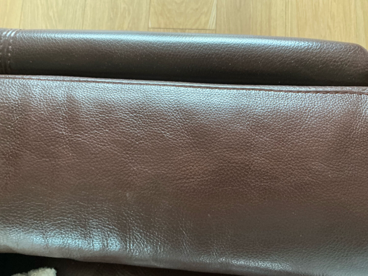 Brown grained leather sofa Roche Bobois