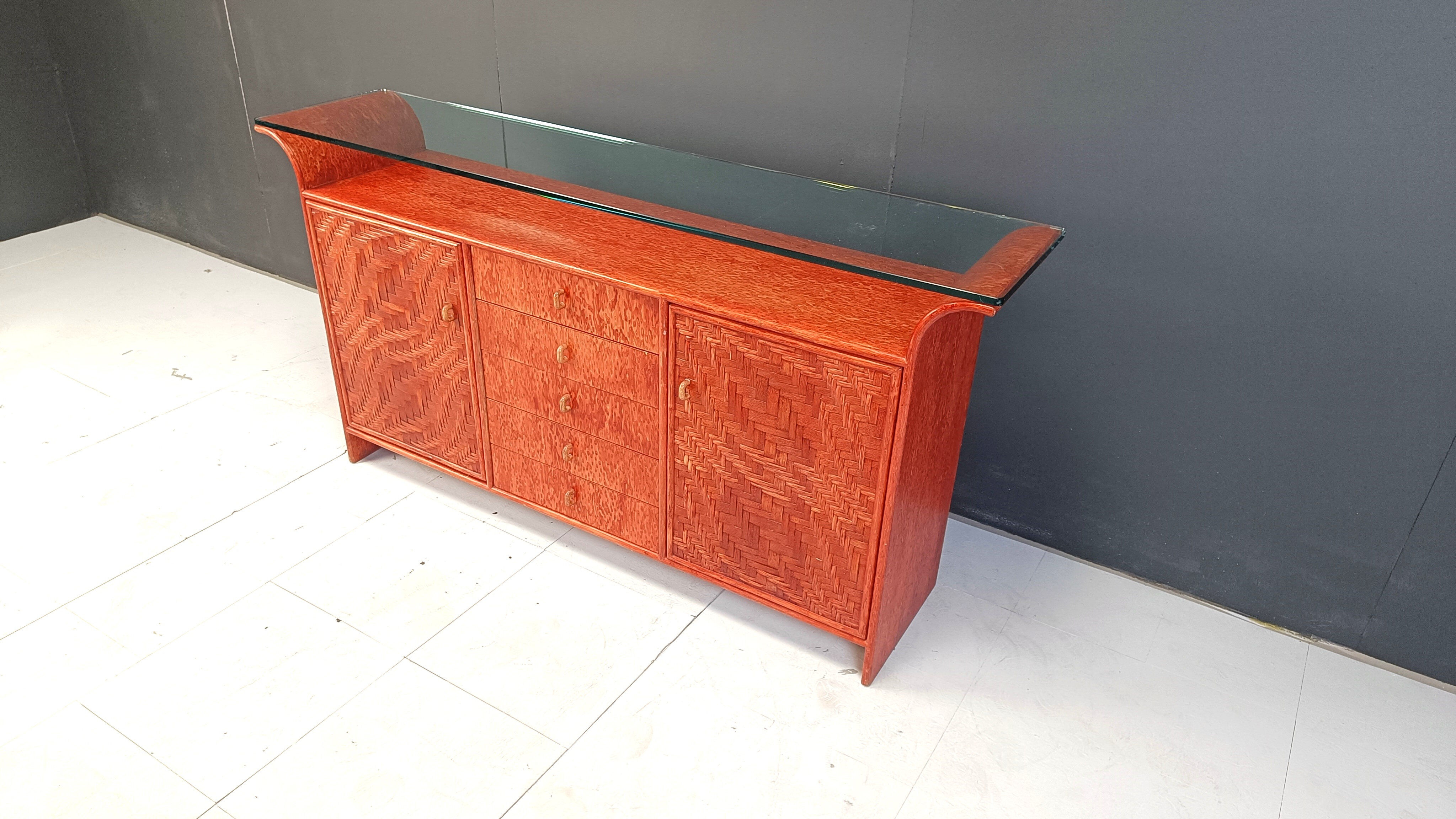 Vintage rattan sideboard, 1970s