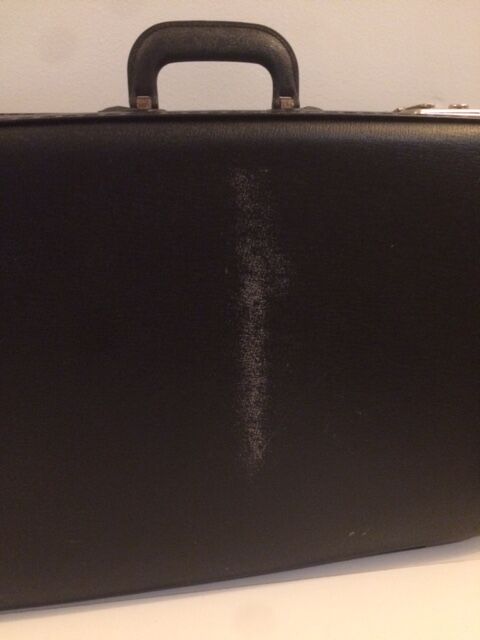 Antique vintage black upholstered vintage suitcase
