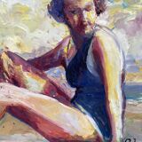 Portrait of a bather signed Patrice Landauer